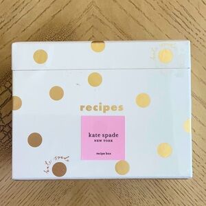 KATE SPADE Gold Dot with Script Recipe Box Brand New
